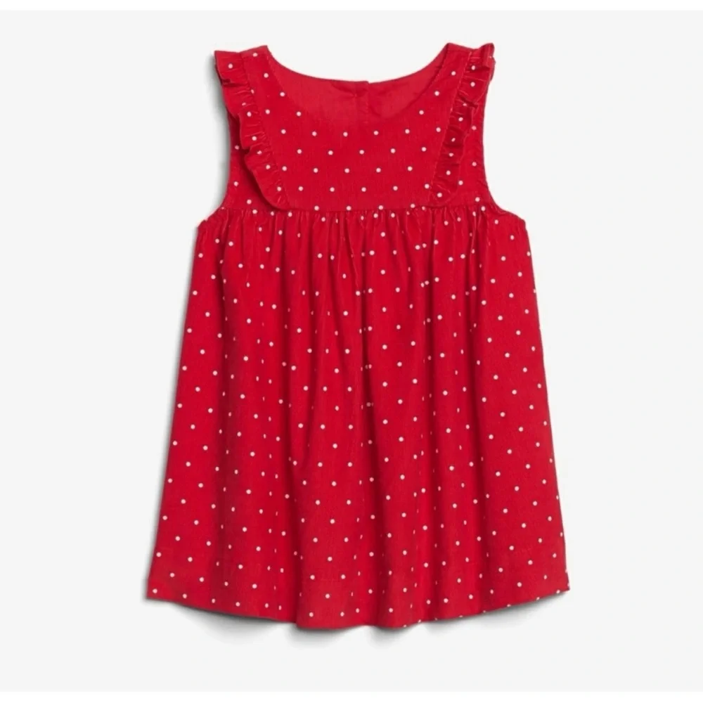 Baby Gap Red & White Polka Dot Sleeveless Ruffle Detail Dress Toddler 12-18M